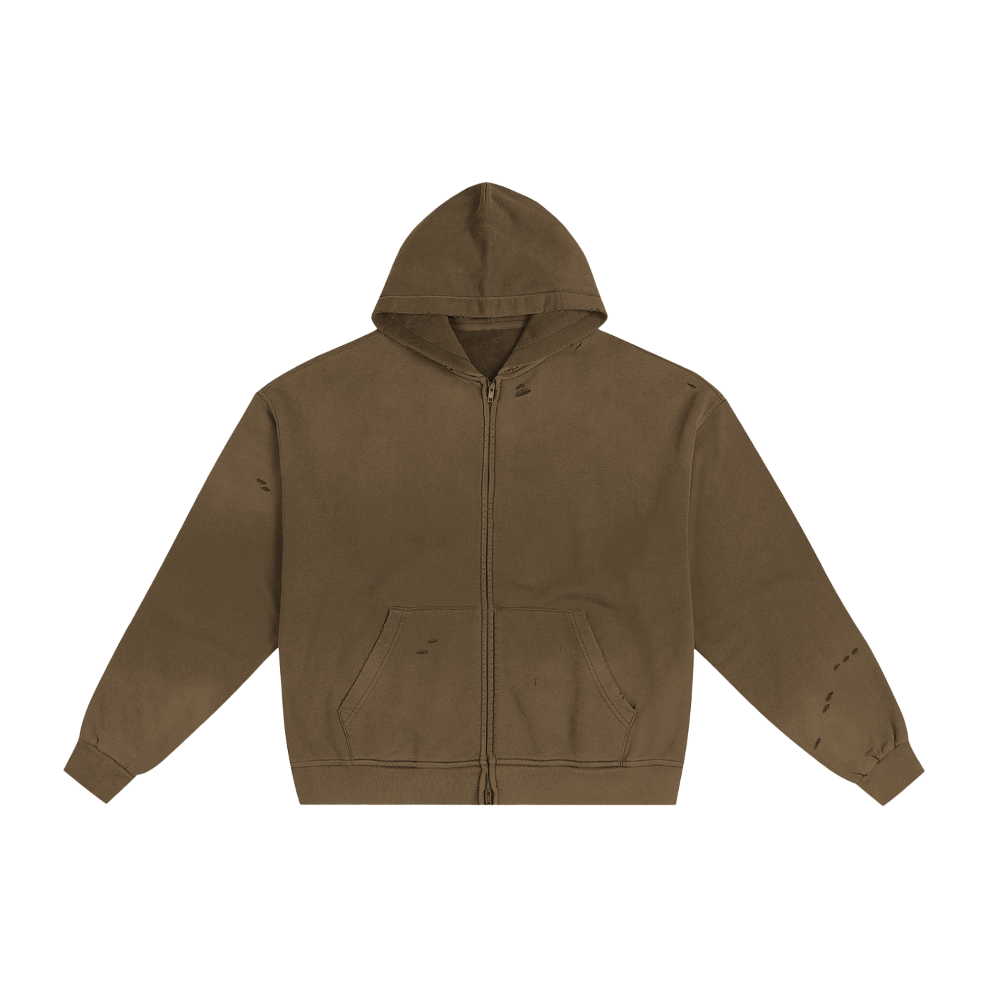 hand-frayed sunfade zip hoodie