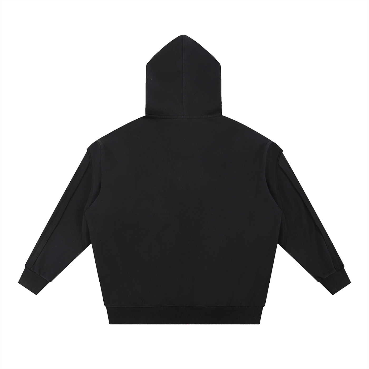 contrast tape raw edge double layered hoodie