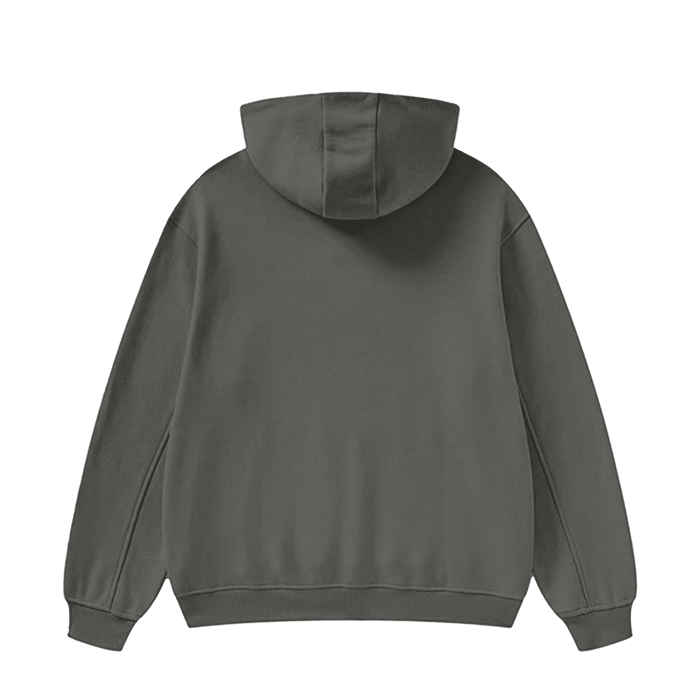 high neck insulated fog solid color fleece hoodie 385 gsm