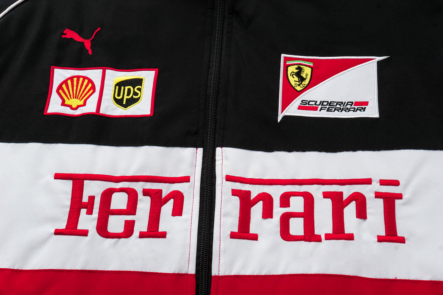 ferrari embroidered f1 nascar vintage racing jacket - black/red/white