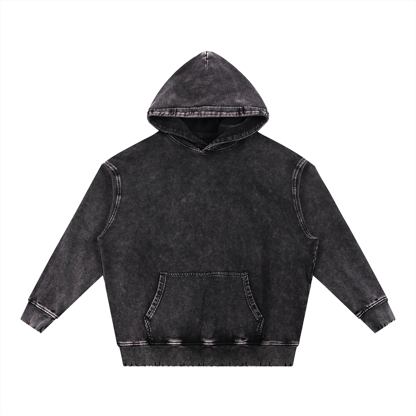acid wash hand-frayed heavyweight  hoodie