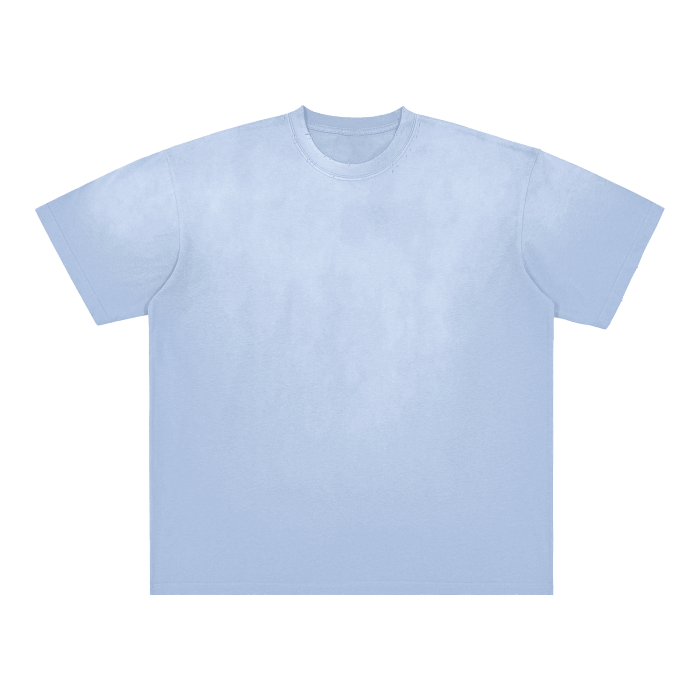 vintage washed shoulder & body white gradient on aged frayed t-shirt 250 gsm