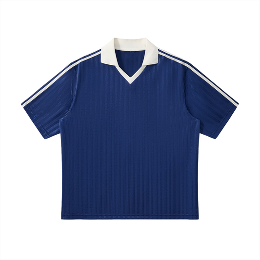 Contrast Collar Striped Football Jersey