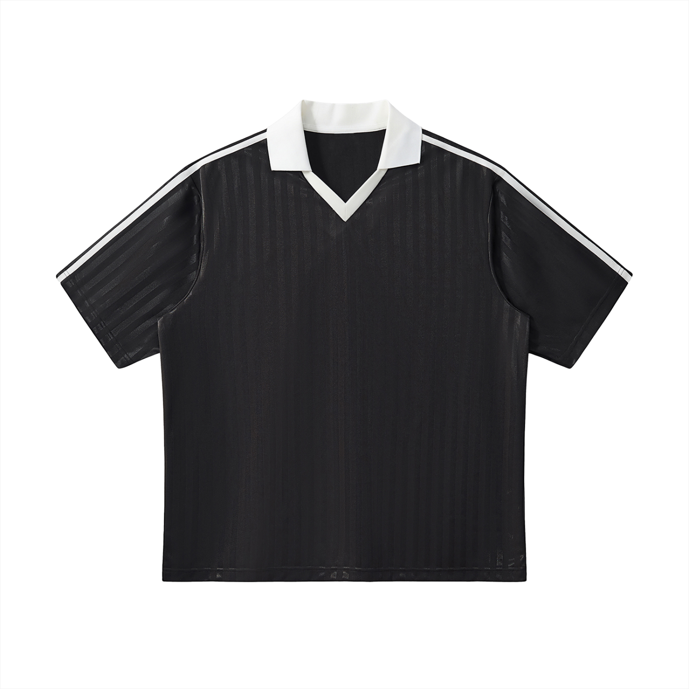 contrast collar striped football jersey