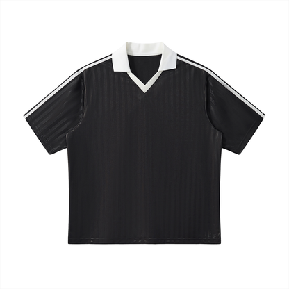 Contrast Collar Striped Football Jersey