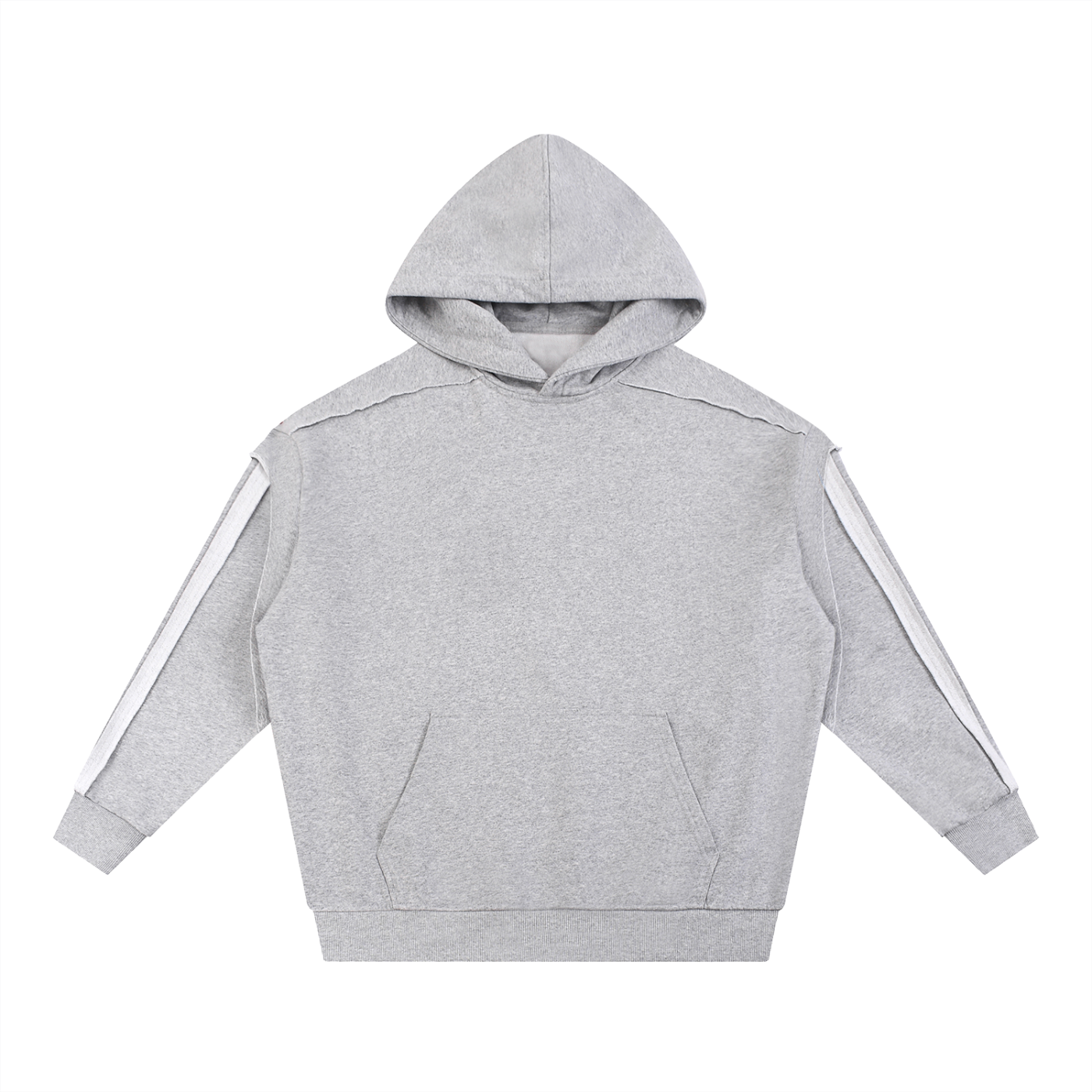contrast tape raw edge double layered hoodie