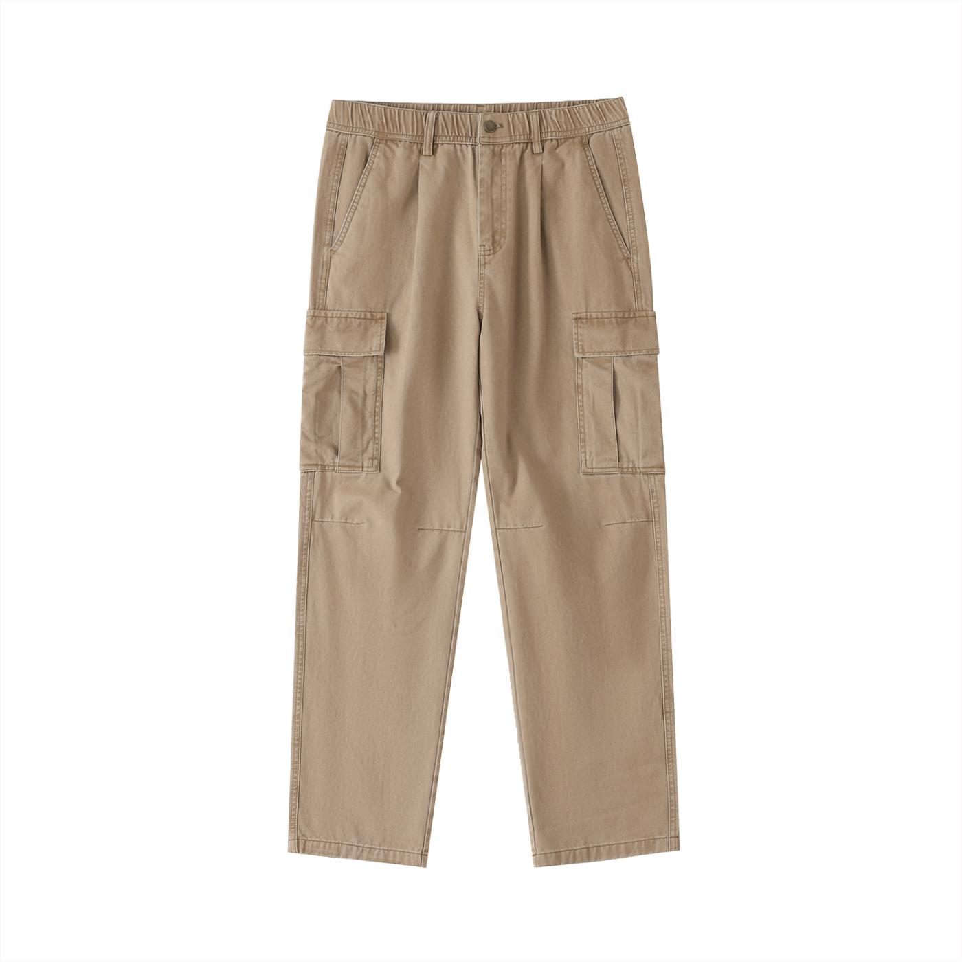cotton elastic-waist cargo pants