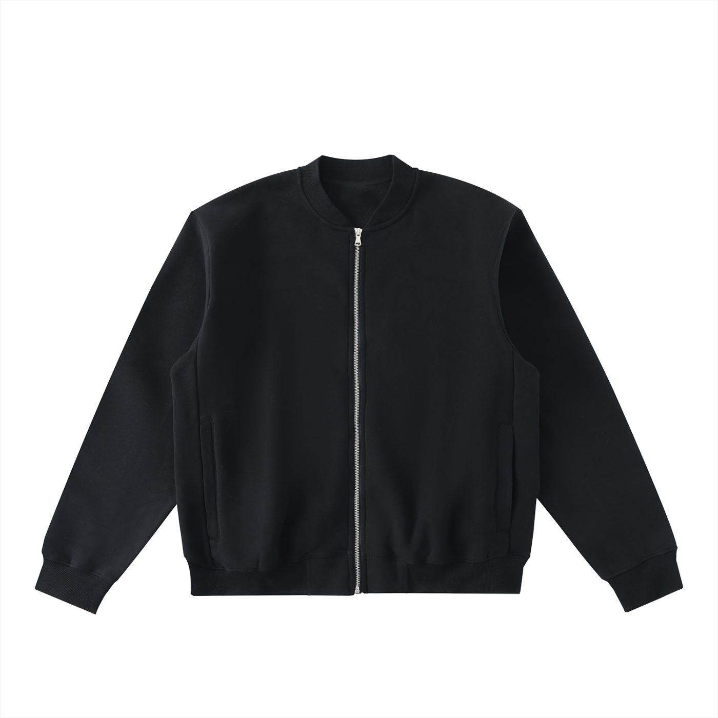 essential zip-up fleeced varsity jacket