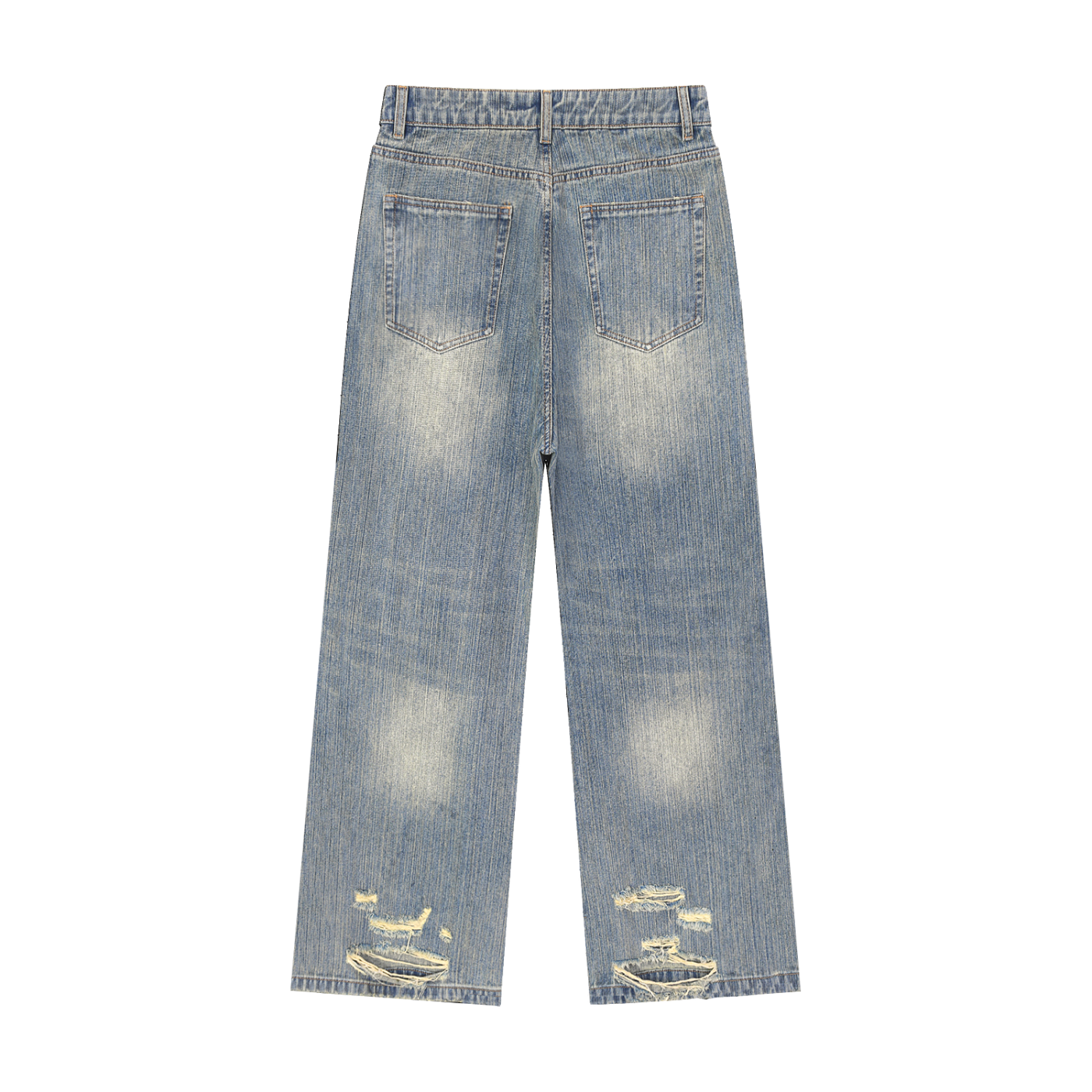 vintage wash distressed denim jeans