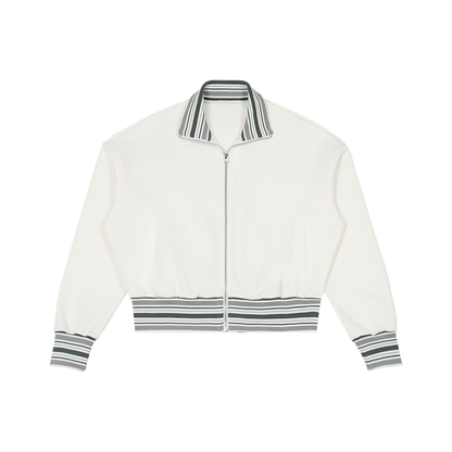 Striped Rib Collar Zip Jacket