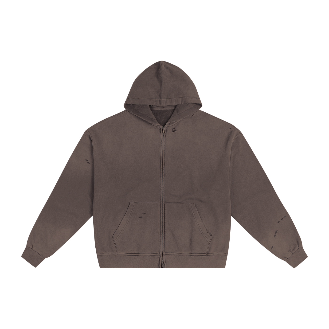 hand-frayed sunfade zip hoodie