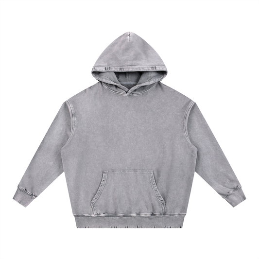 Acid Wash Hand-Frayed Heavyweight  Hoodie