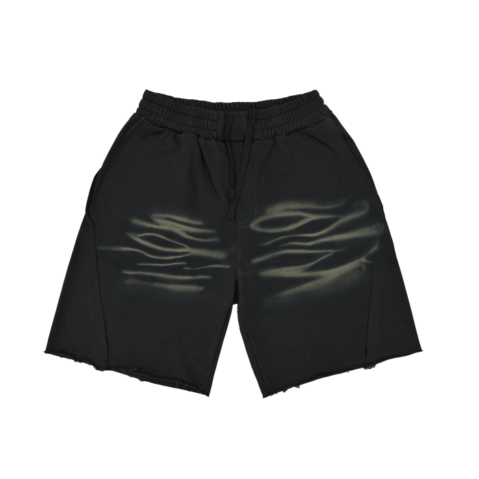 heavyweight vintage washed tiger stripes shorts 360 gsm