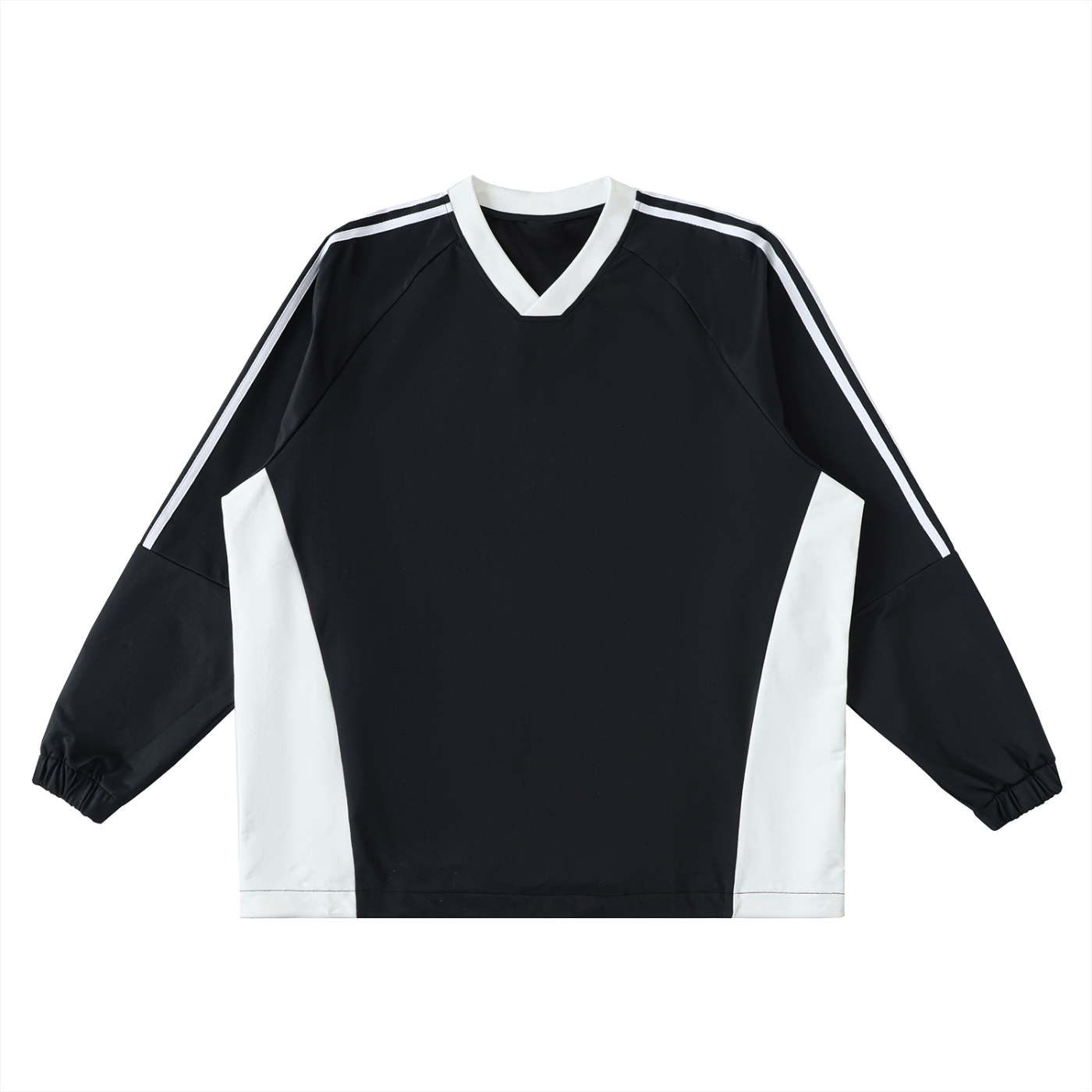 colour-block v-neck long-sleeve t-shirt