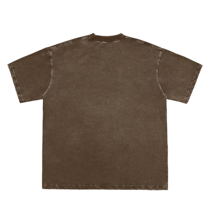 Acid Washed Raw-Edge Neckline T-Shirt