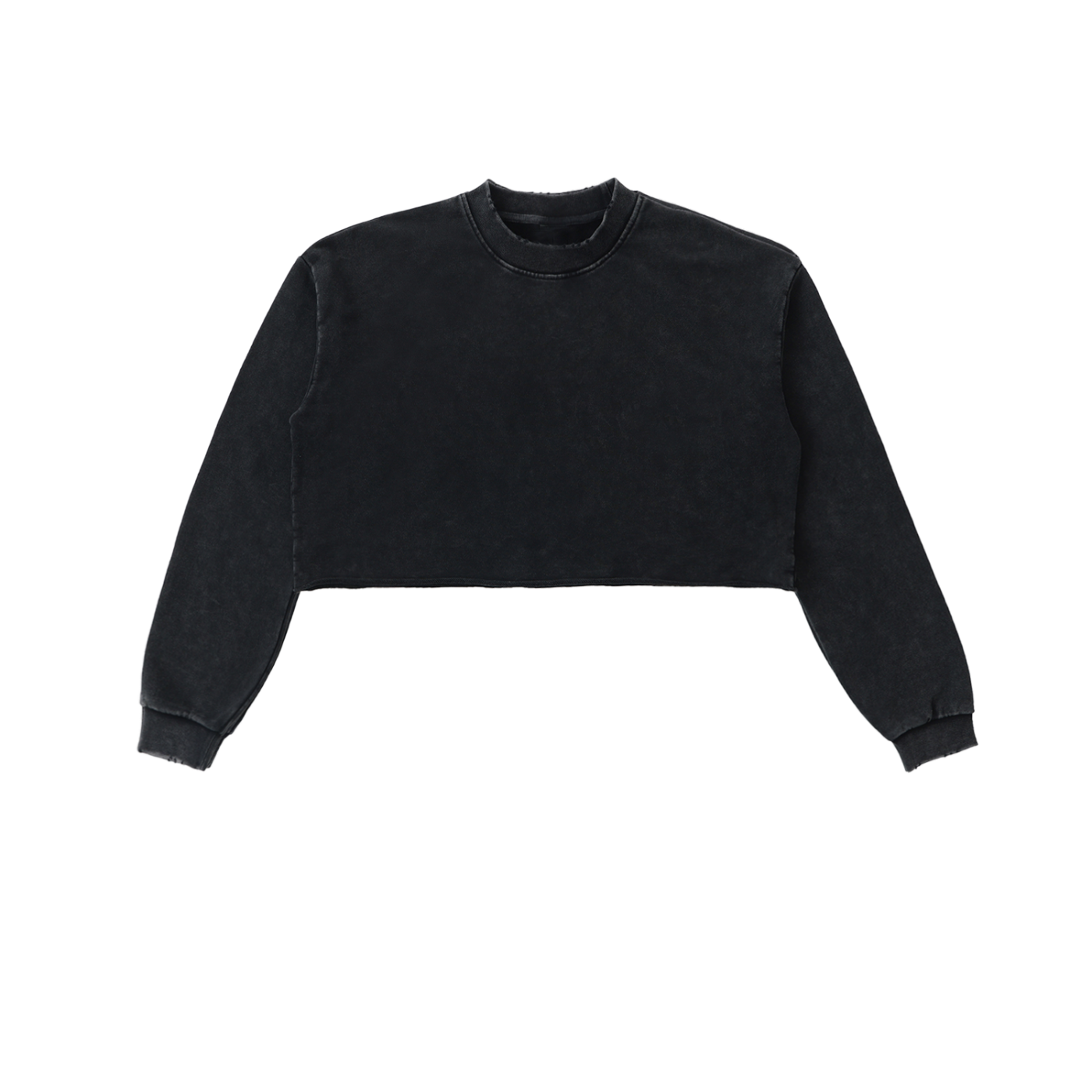 snow washed raw edge cropped sweatshirt