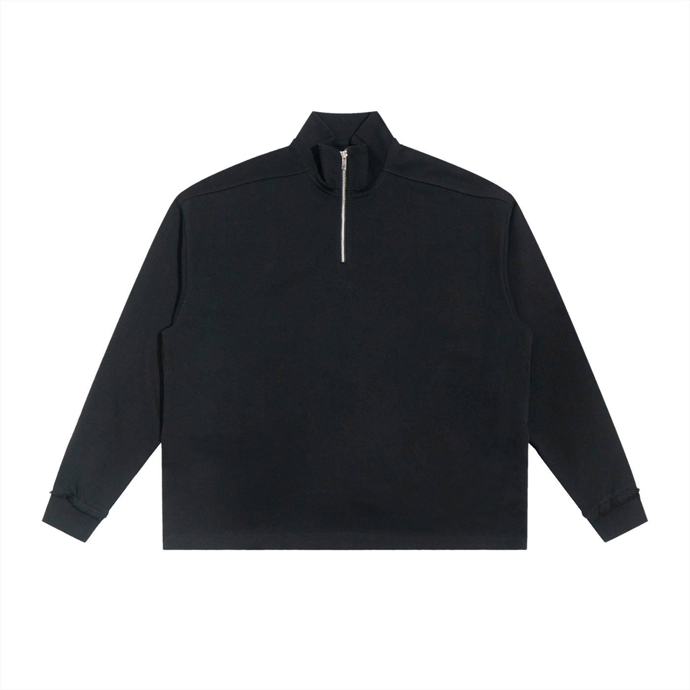 half-zip rolled edge fleece sweatshirt