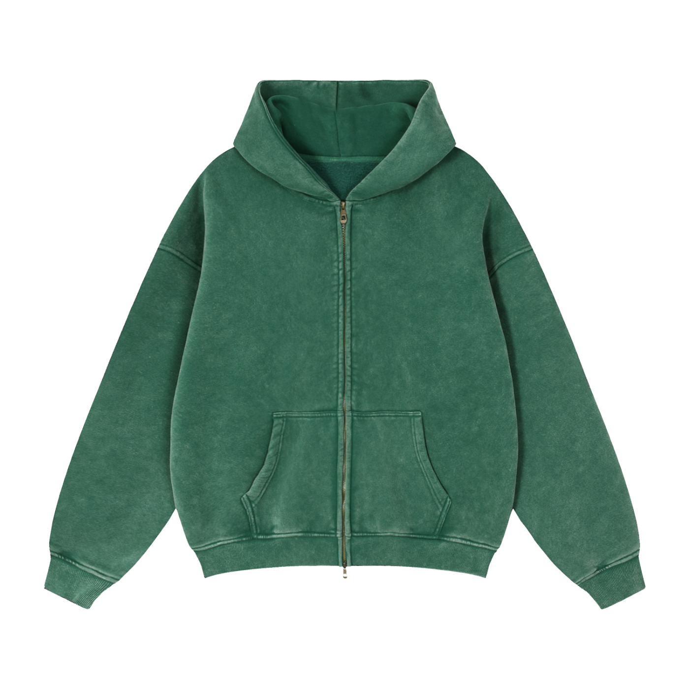 zip-through boxy fleece hoodie
