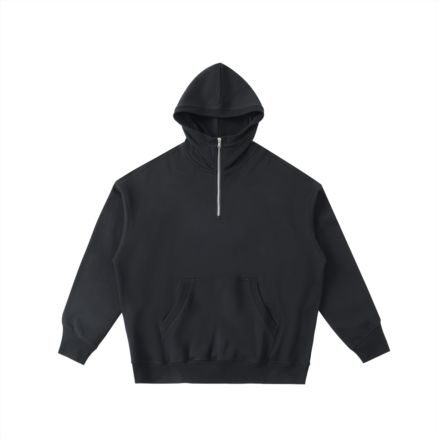 big hood half-zip fleece hoodie