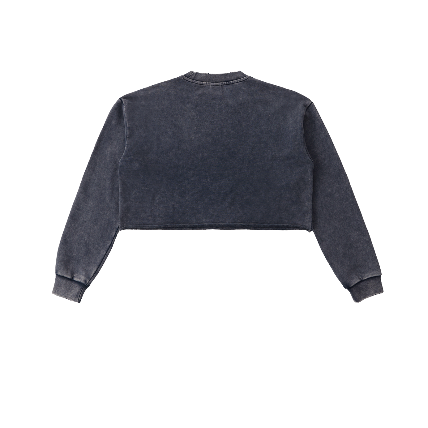 snow washed raw edge cropped sweatshirt