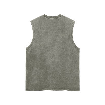 Acid Washed Frayed Hem Tank Top