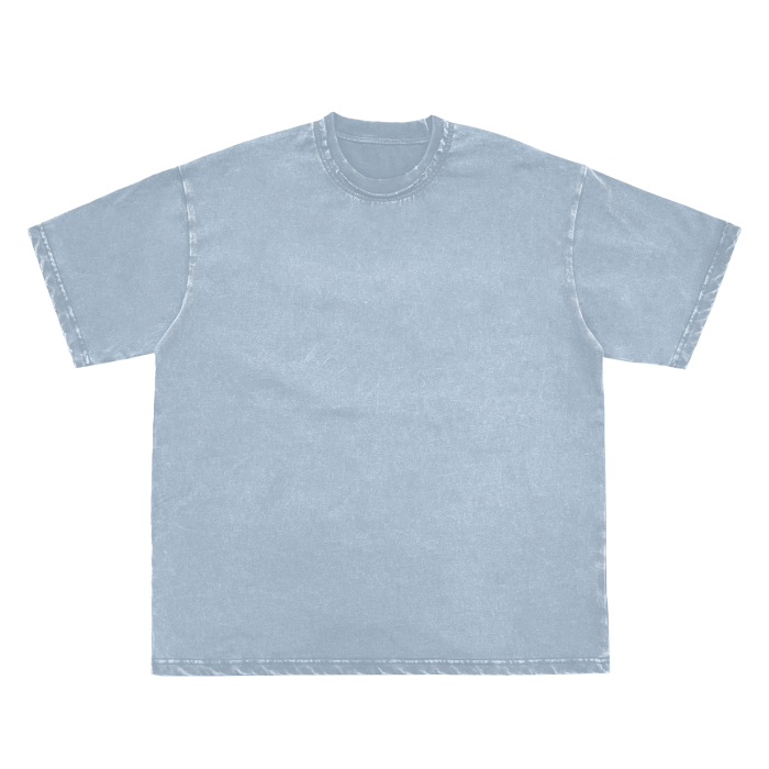 double neckline scattered edge frayed vintage washed t-shirt 250 gsm