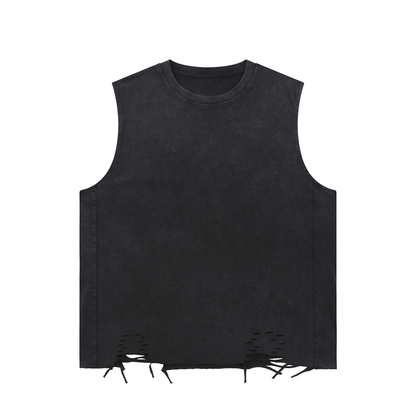 Acid Washed Raw-Hem Tank Top
