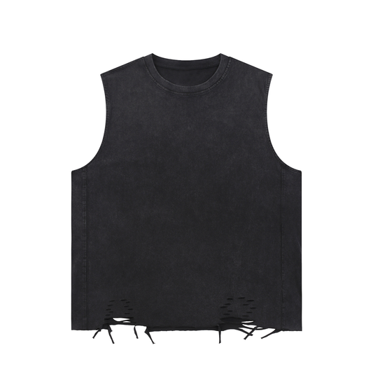 Acid Washed Raw-Hem Tank Top