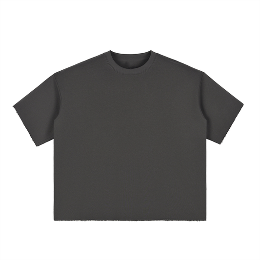 Boxy Half-Sleeve Raw-Edge T-Shirt