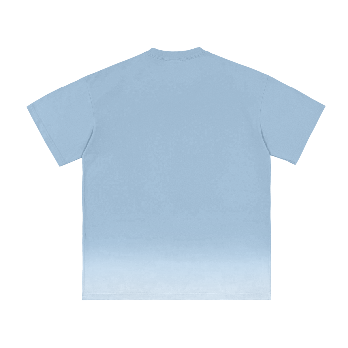 white gradient on blue vintage washed t-shirt 250 gsm