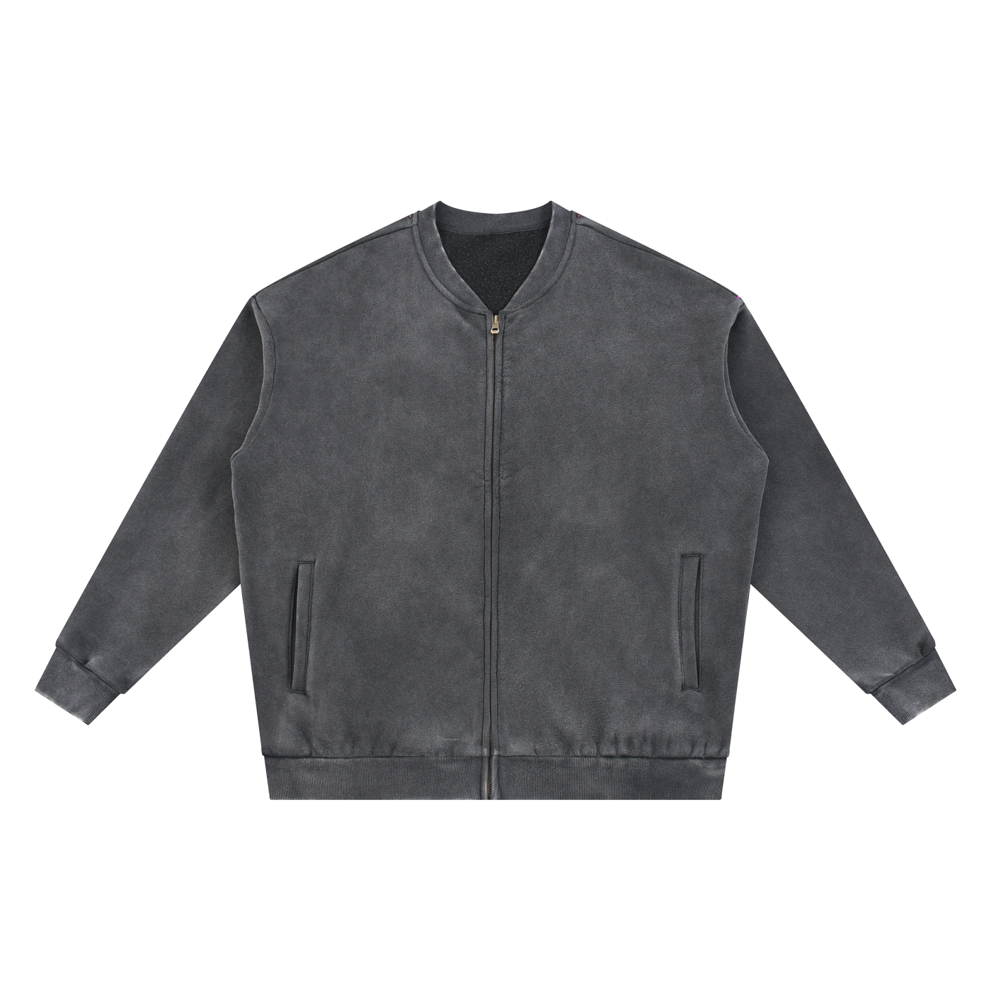 vintage washed fleece baseball jacket