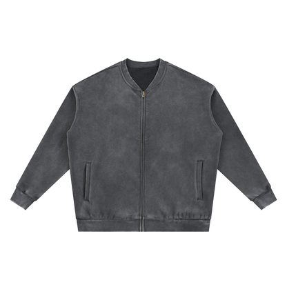 Vintage Washed Fleece Baseball Jacket