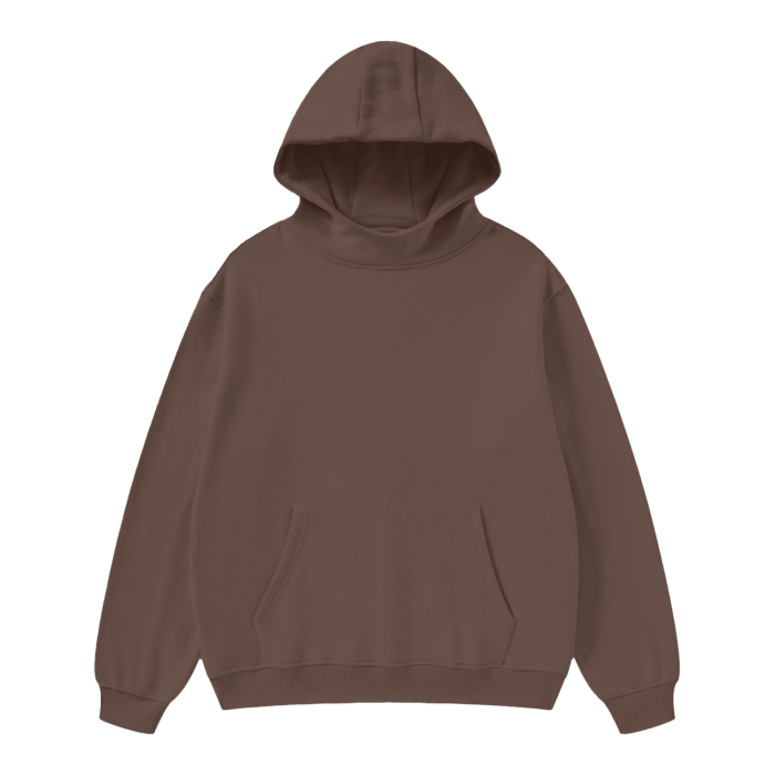 high neck insulated fog solid color fleece hoodie 385 gsm