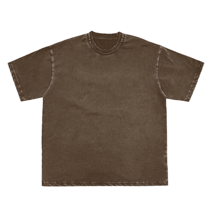 Acid Washed Raw-Edge Neckline T-Shirt