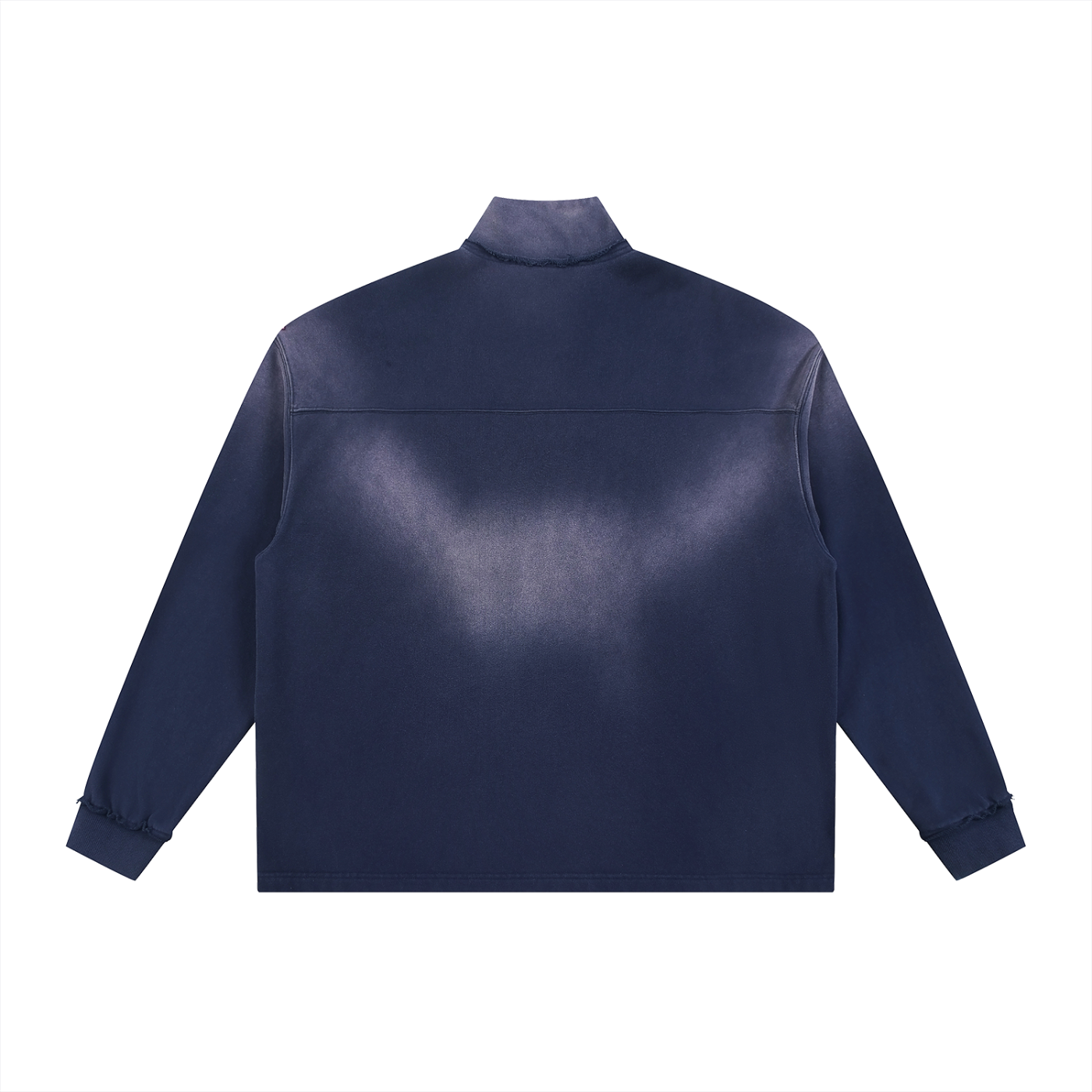 sun fade raw edge quarter-zip sweatshirt
