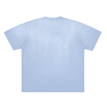 Vintage Washed Shoulder & Body White Gradient on Aged Frayed T-Shirt 250 GSM