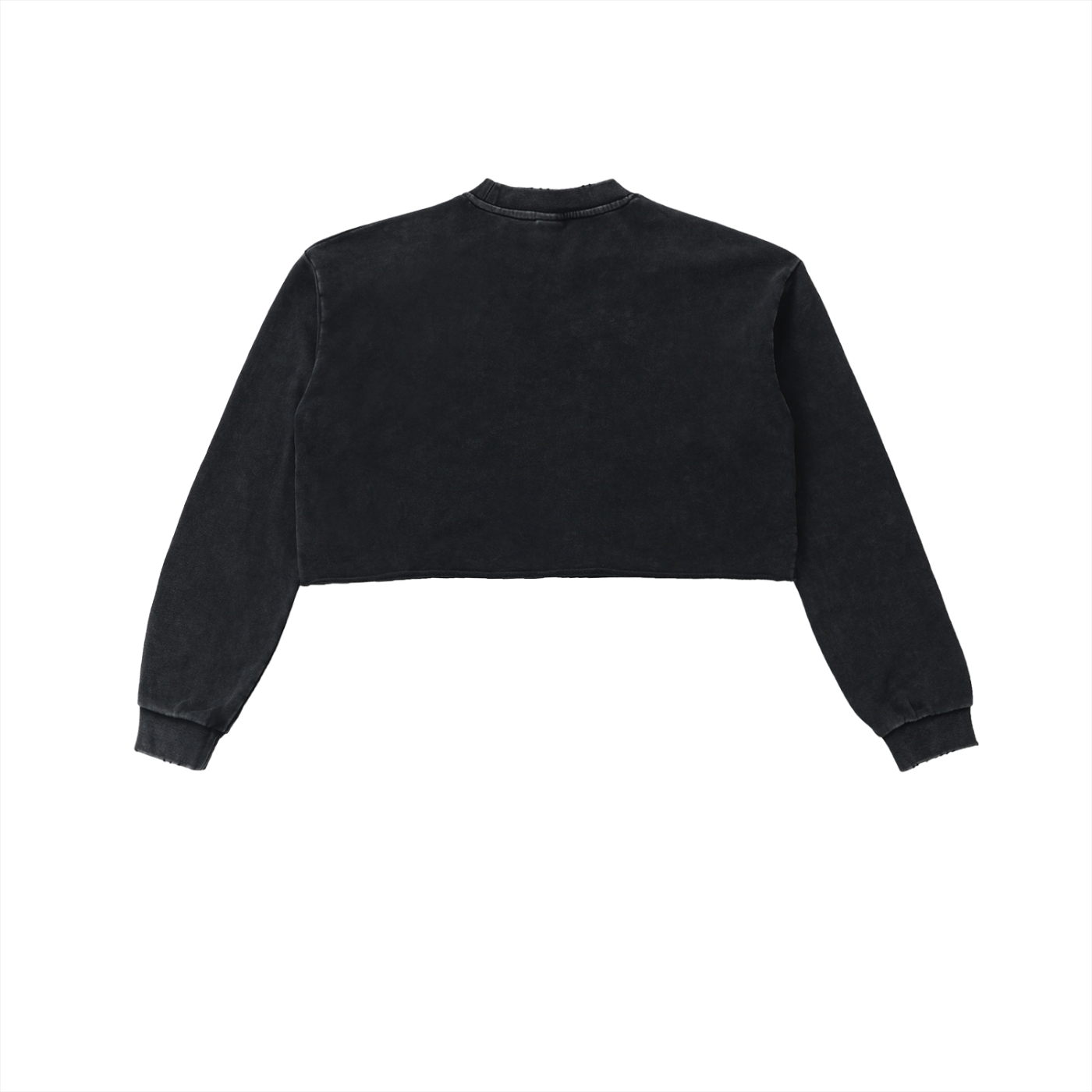 snow washed raw edge cropped sweatshirt