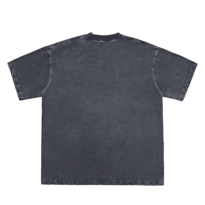 Acid Washed Raw-Edge Neckline T-Shirt