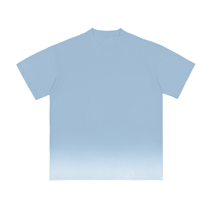 white gradient on blue vintage washed t-shirt 250 gsm