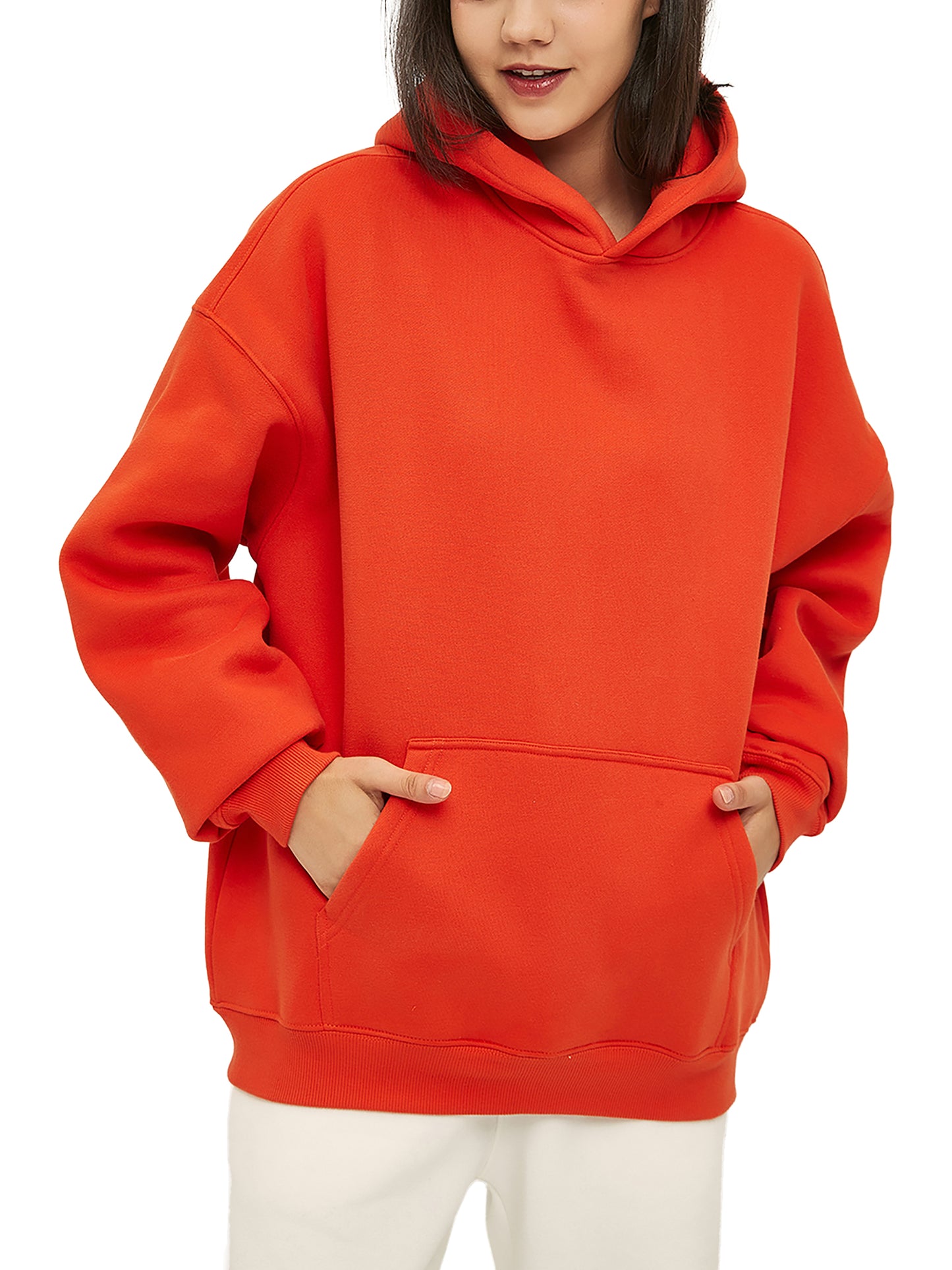 streetwear oversized solid colour fleece hoodie 350 gsm