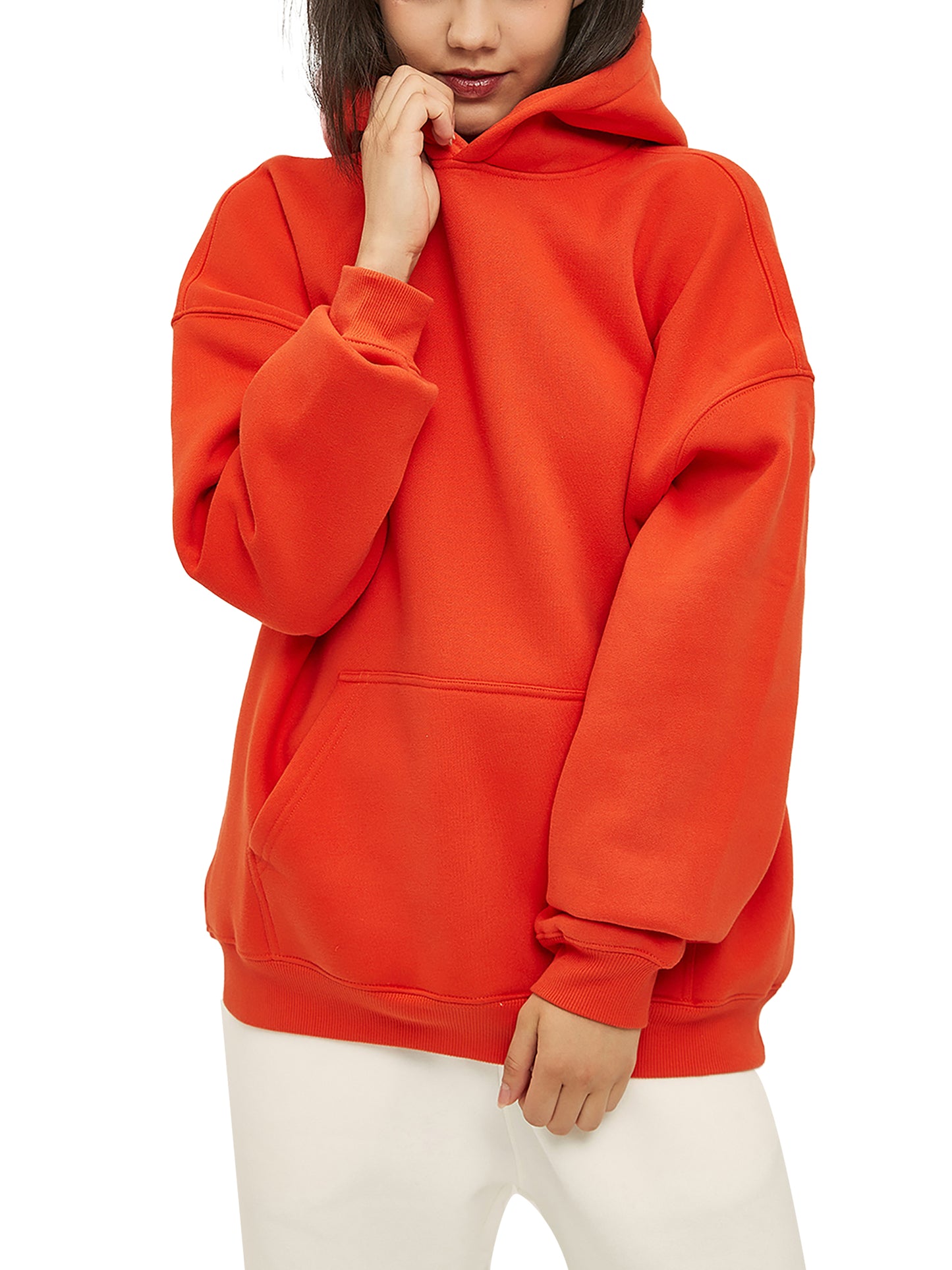 streetwear oversized solid colour fleece hoodie 350 gsm