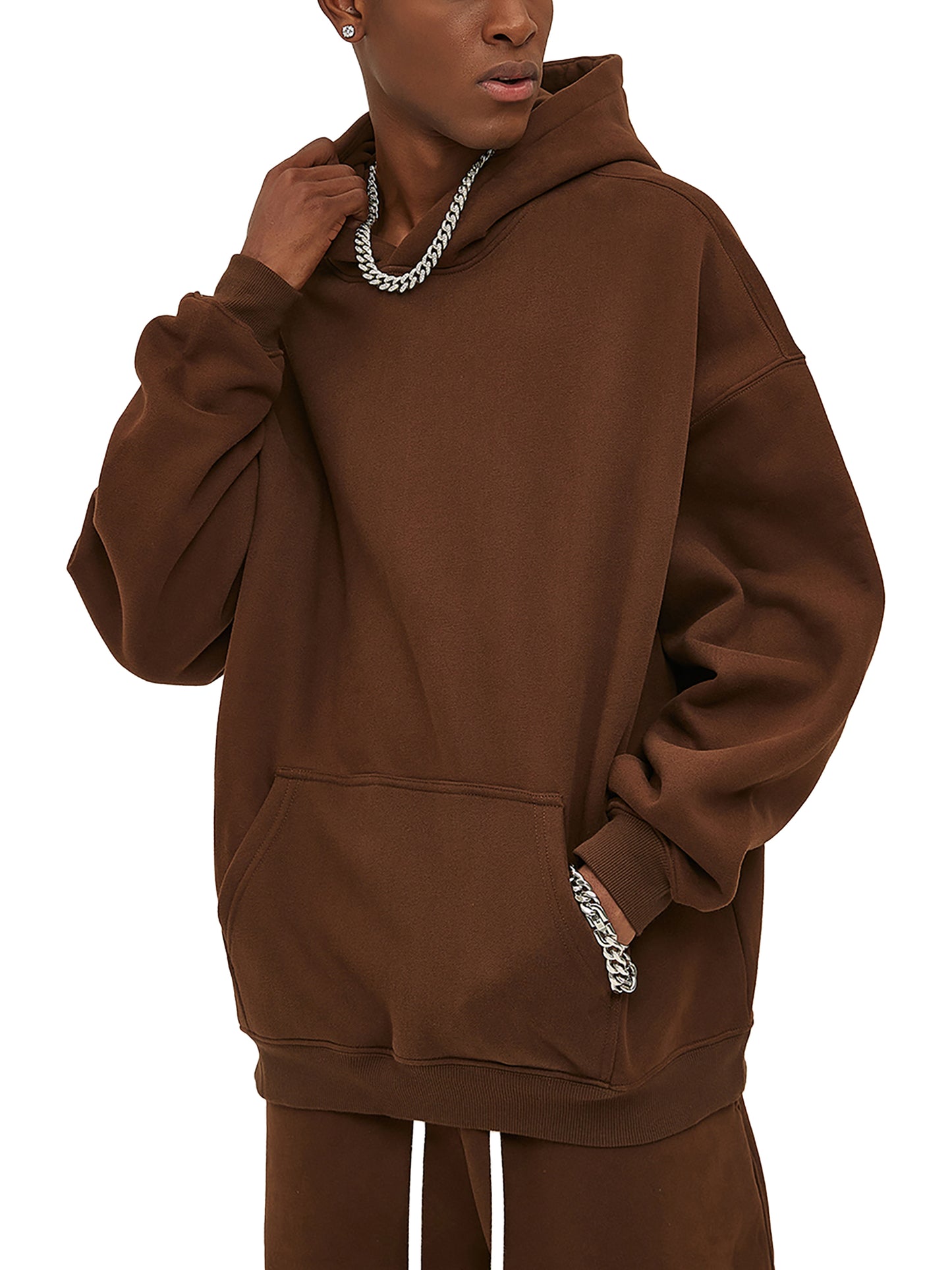 streetwear oversized solid colour fleece hoodie 350 gsm