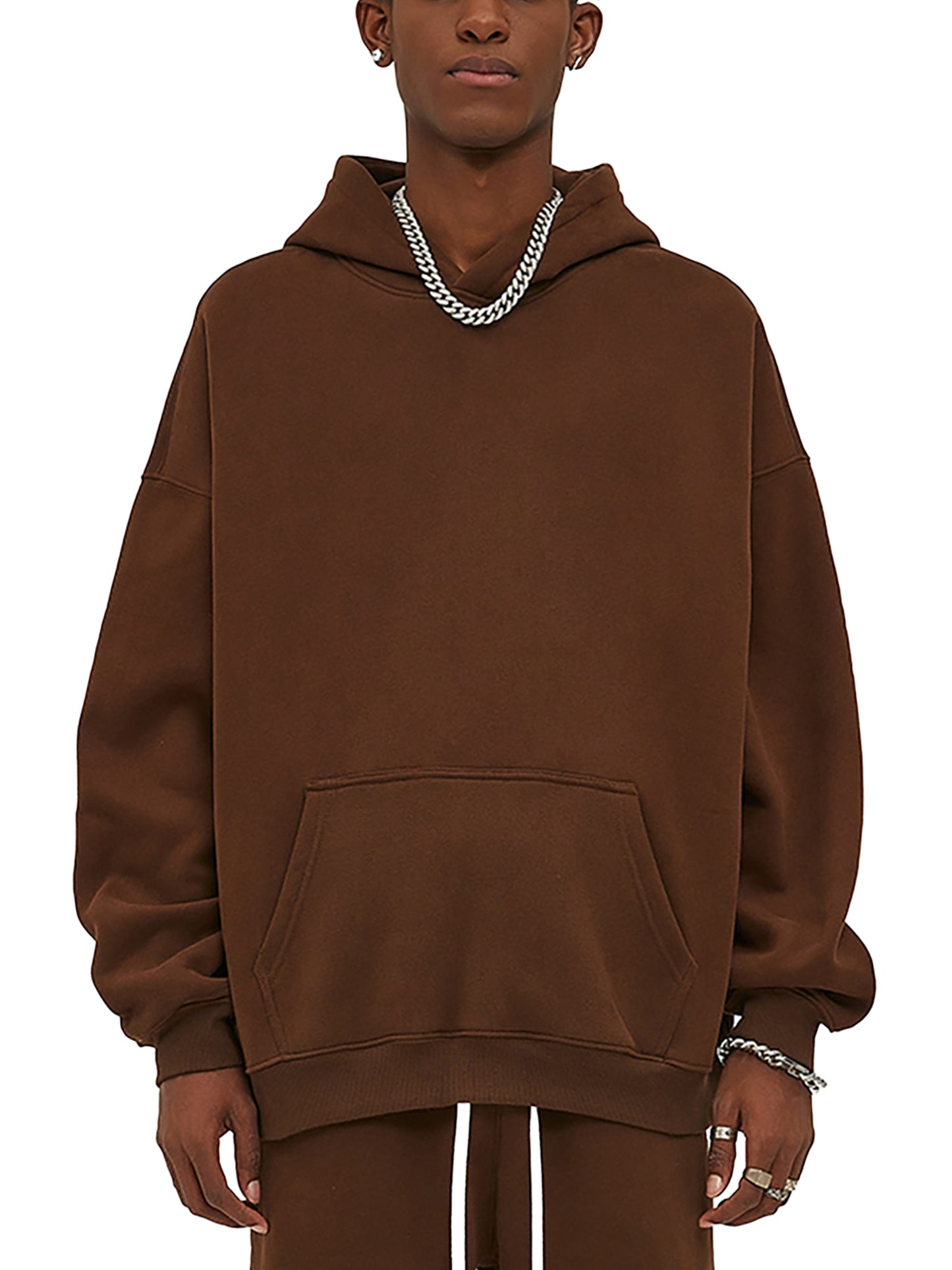 streetwear oversized solid colour fleece hoodie 350 gsm