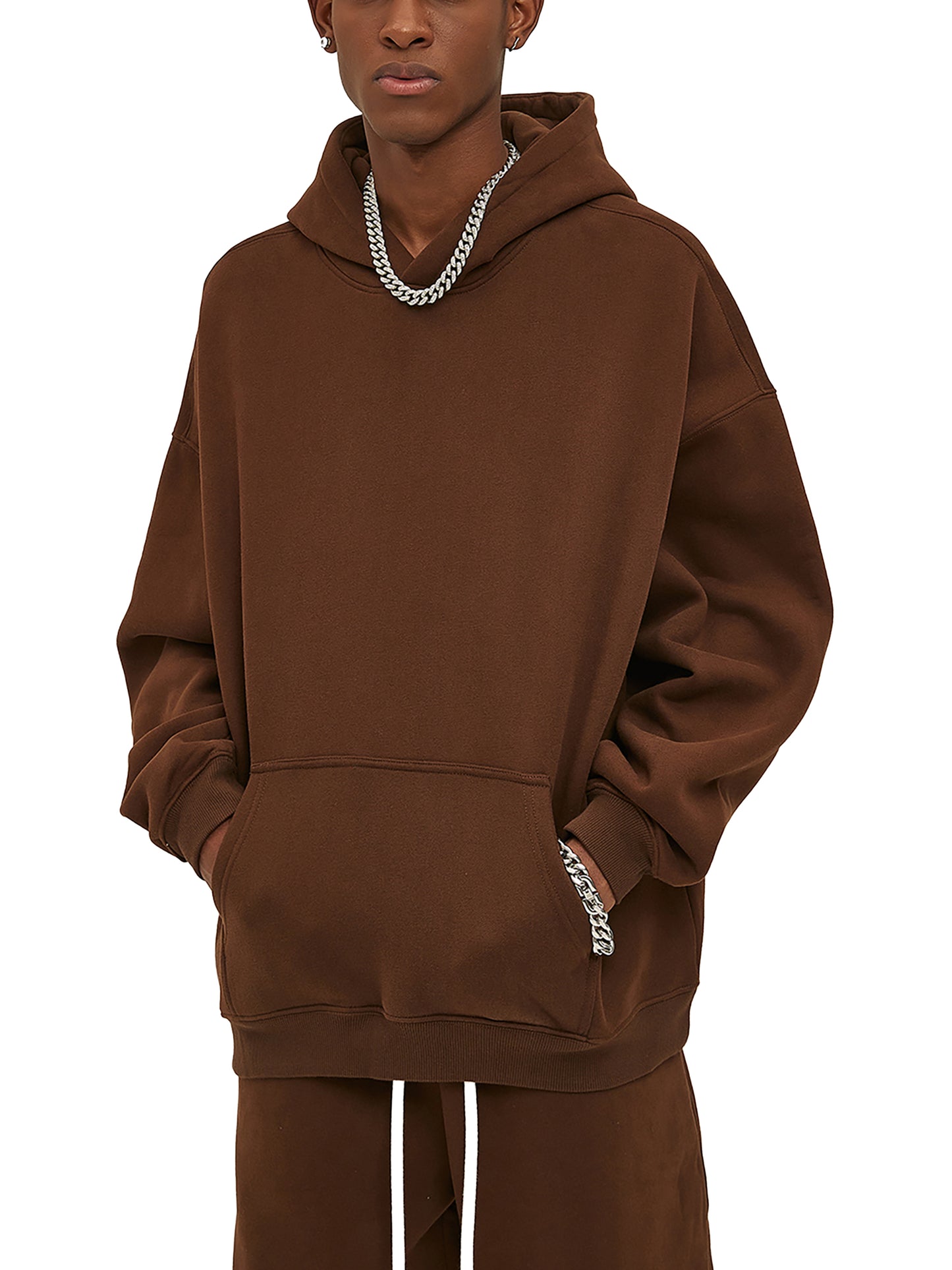 streetwear oversized solid colour fleece hoodie 350 gsm