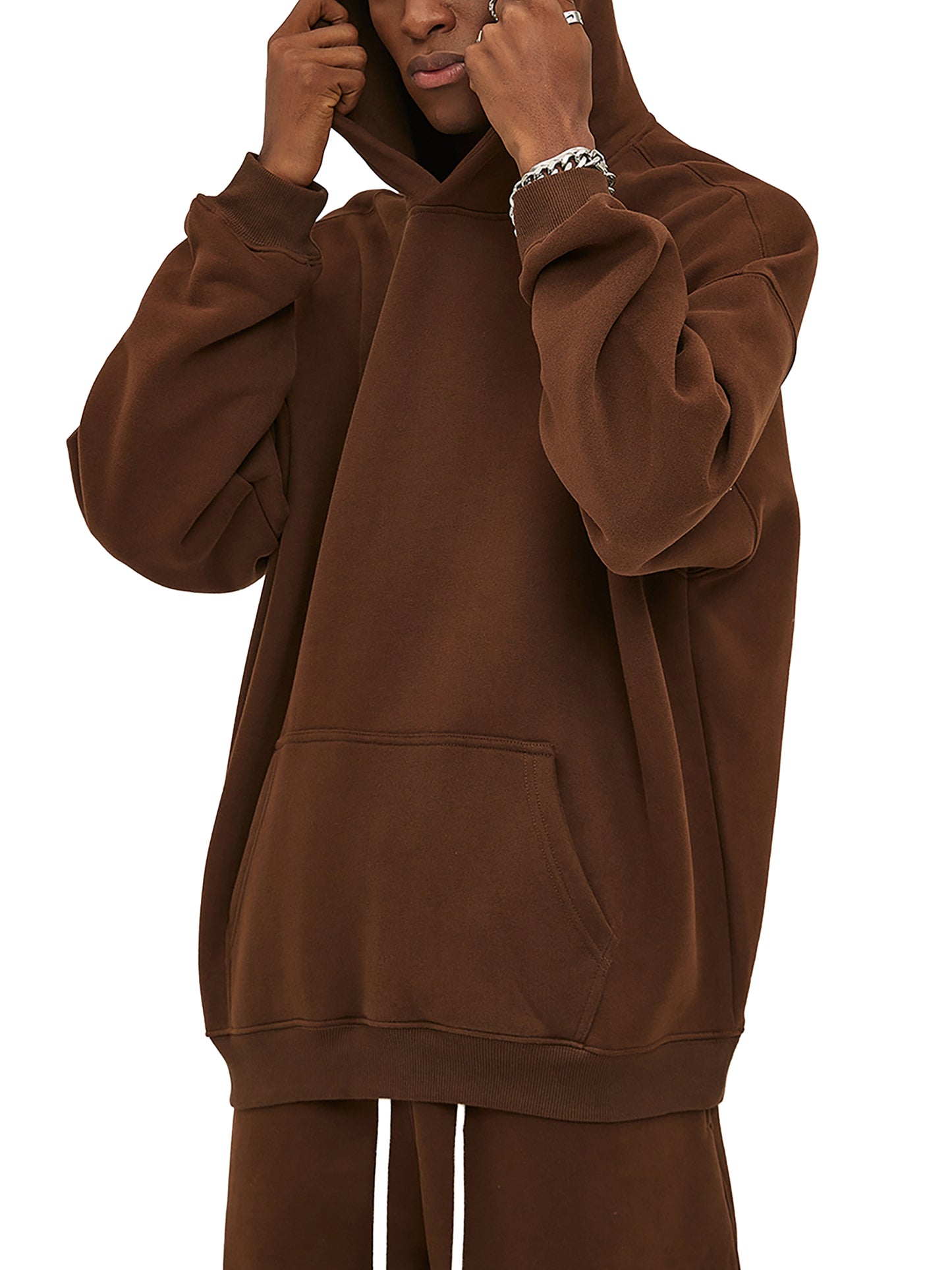 streetwear oversized solid colour fleece hoodie 350 gsm