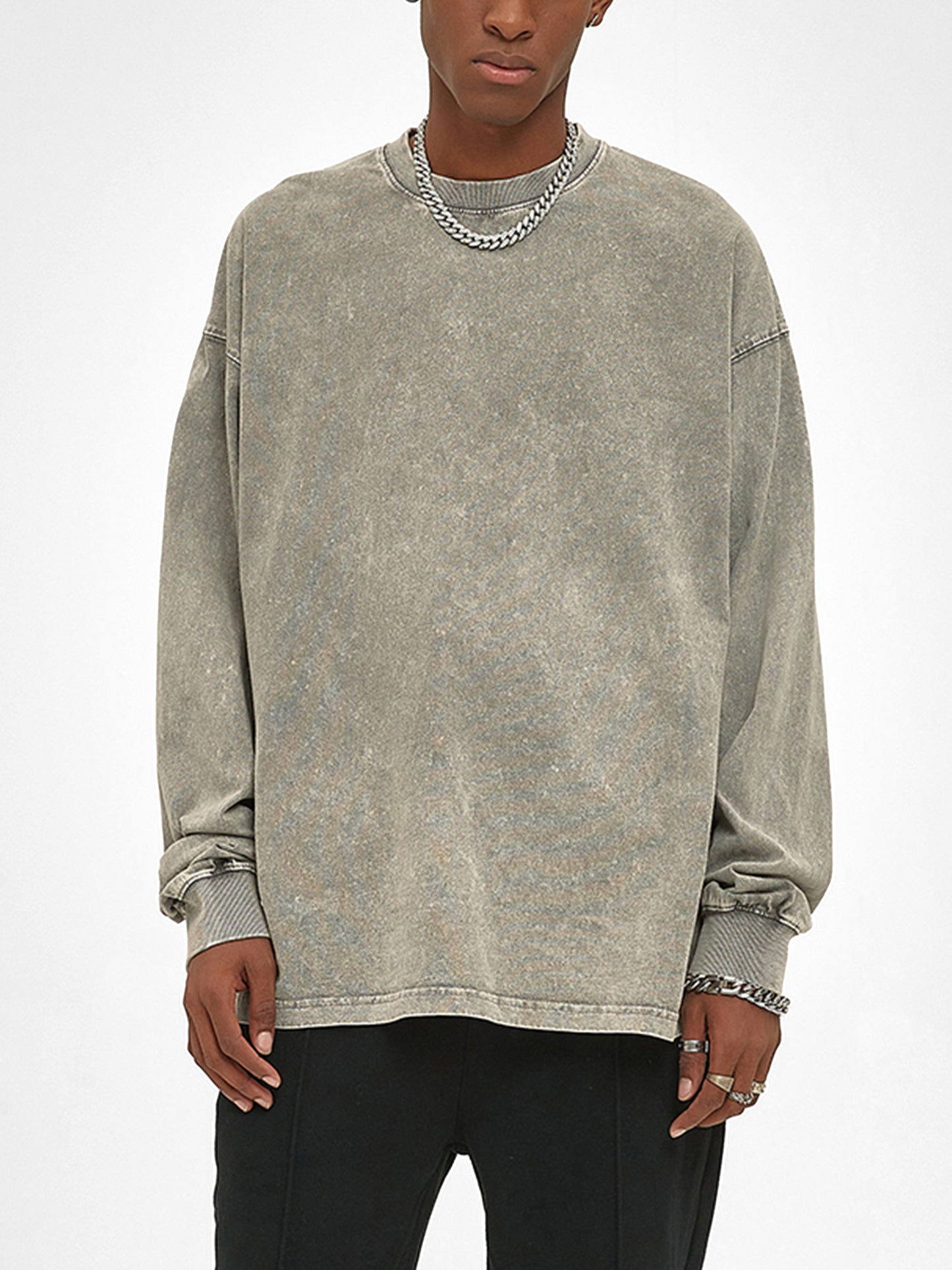 acid wash oversized long sleeve t-shirt 250 gsm