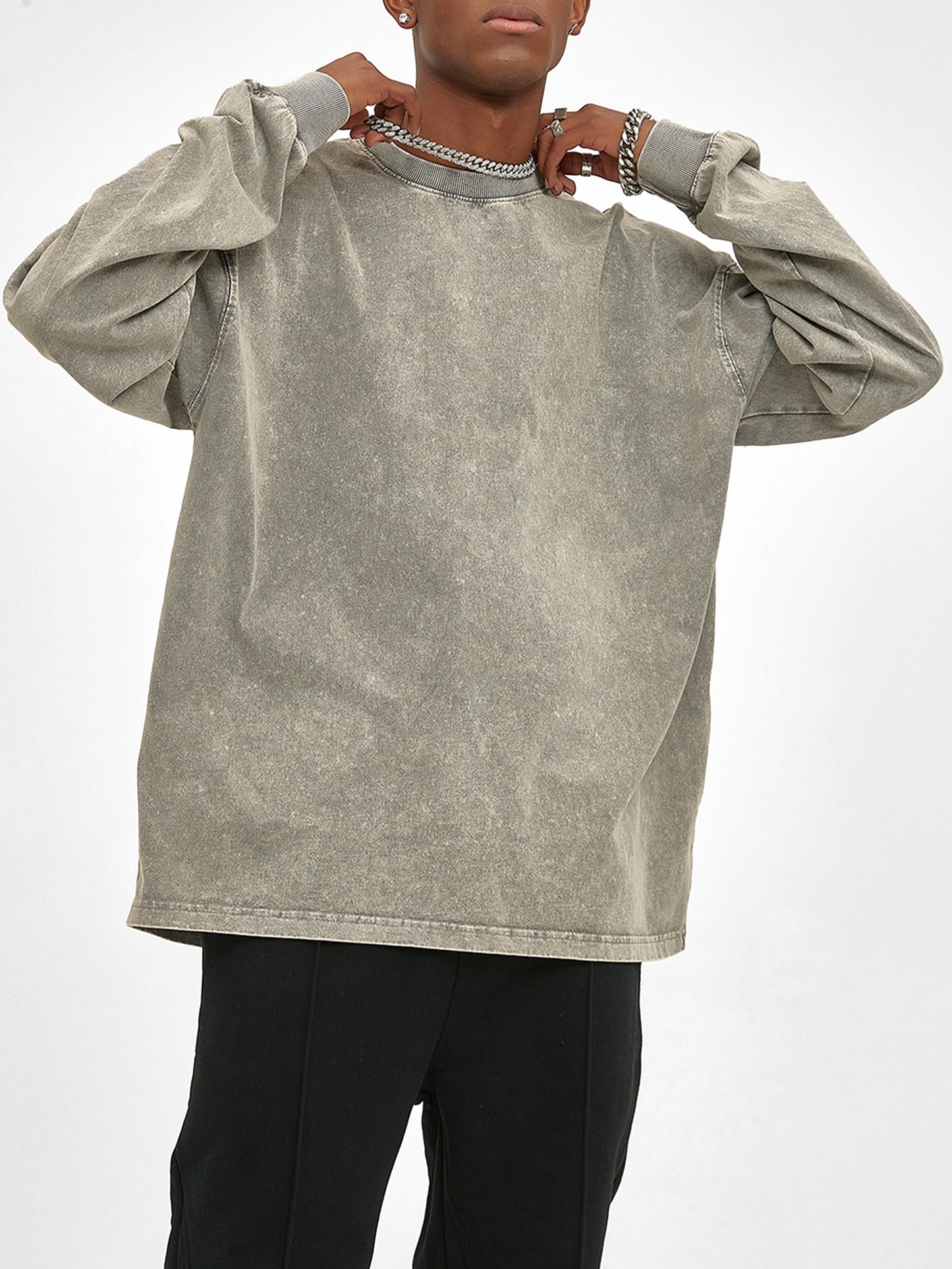 acid wash oversized long sleeve t-shirt 250 gsm