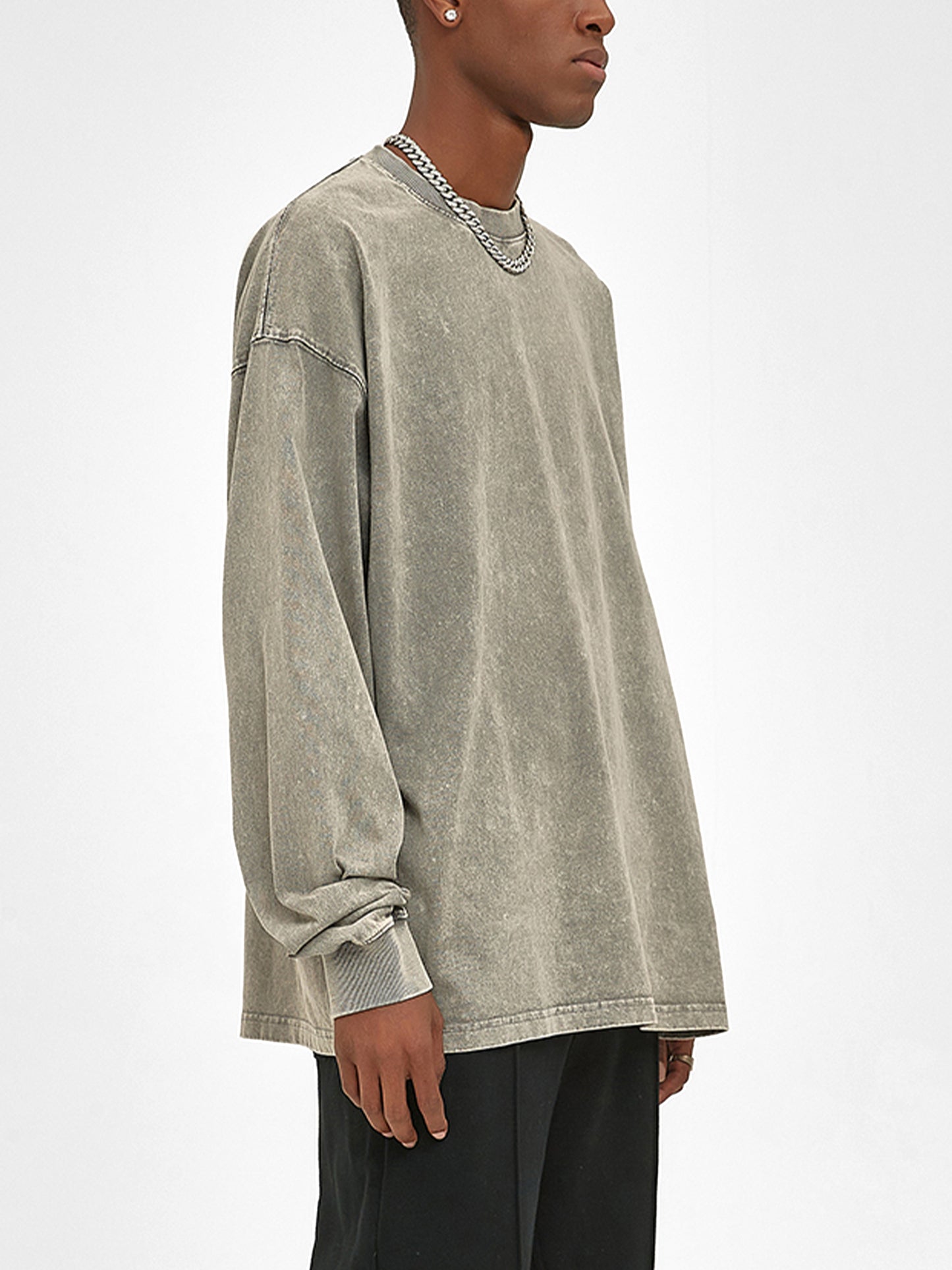 acid wash oversized long sleeve t-shirt 250 gsm