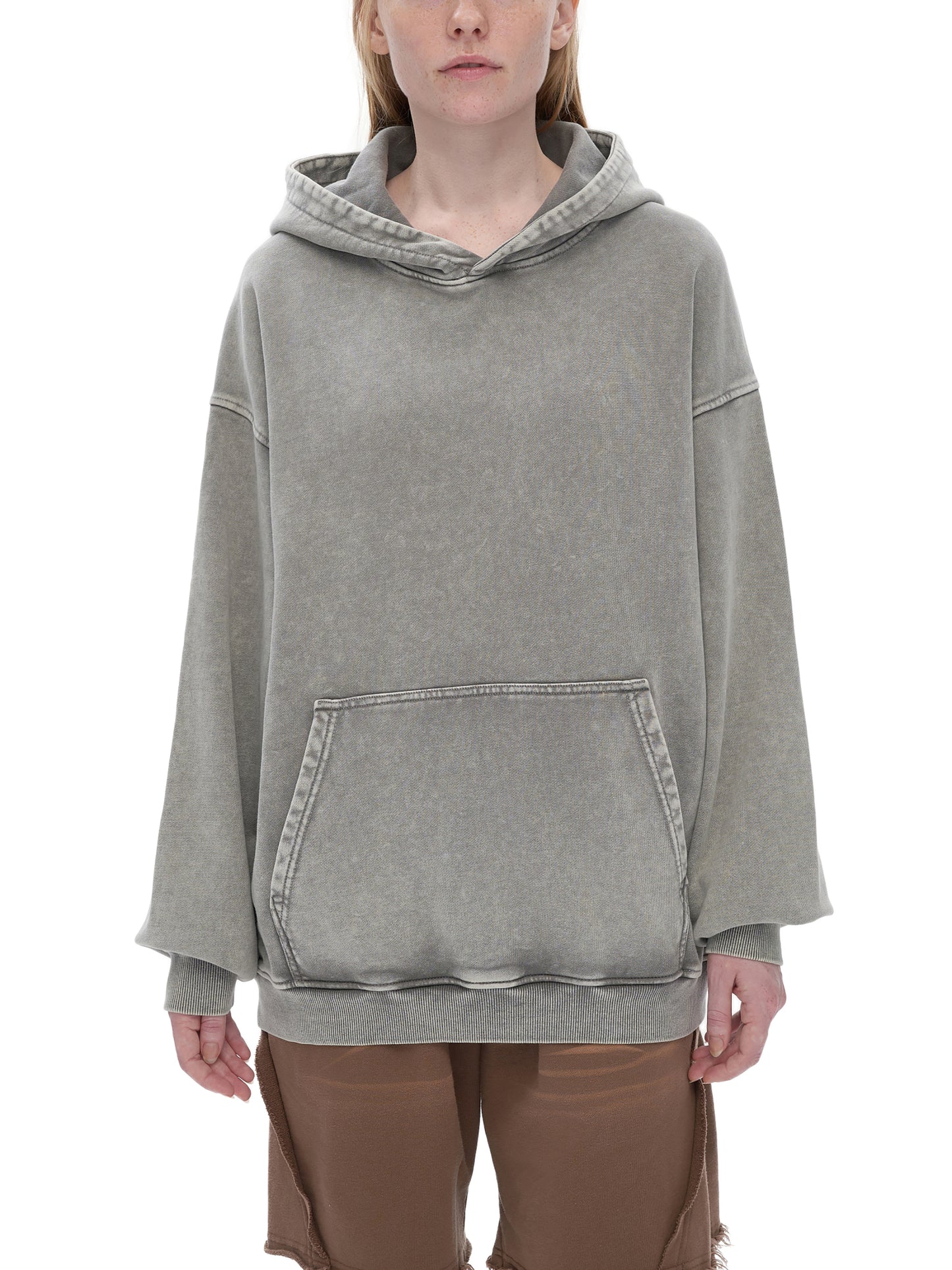 acid washed loose cotton hoodie