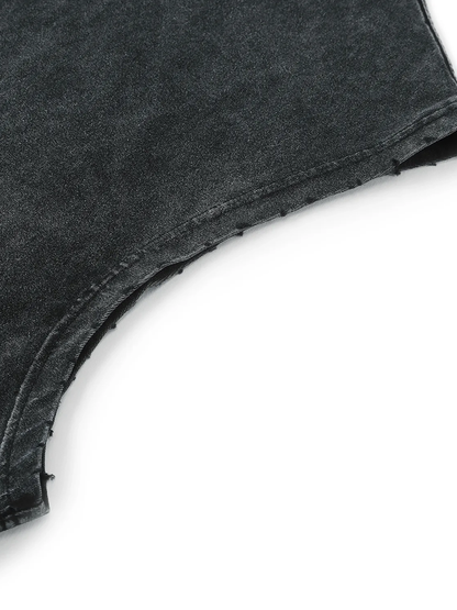 Acid Washed Frayed Hem Tank Top
